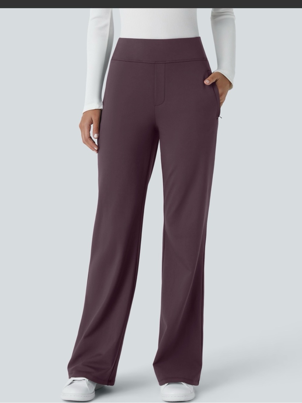 HALARA Plum Wide-Leg Pull-On Pants